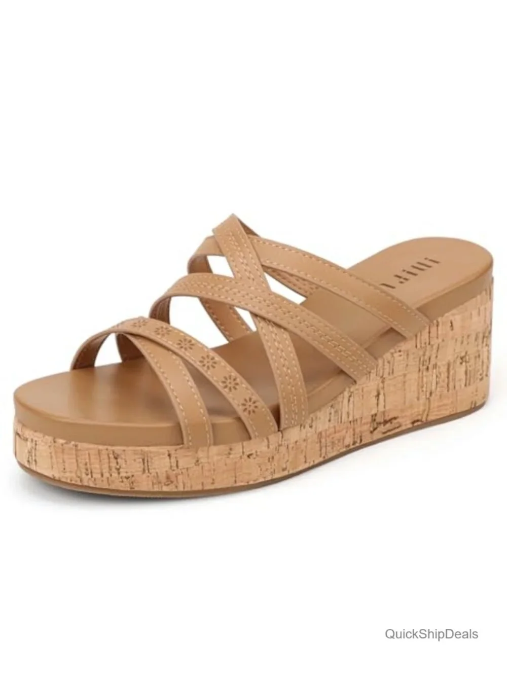 Wedge Sandals Platform Slip On Strappy Cork Wedge Heels Summer Beach Cute Casual